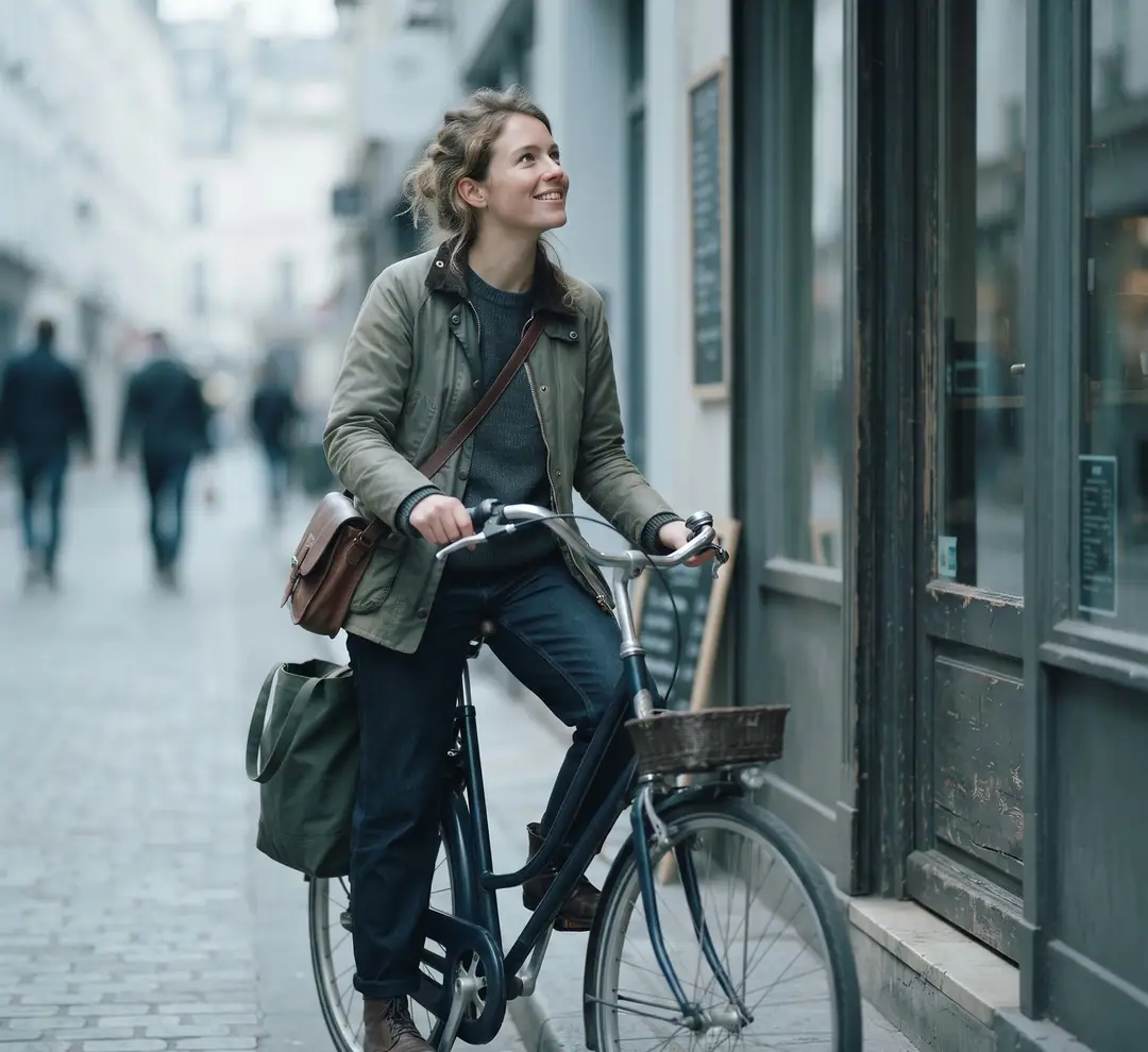 A customer arriving at a coffee shop she found on the map